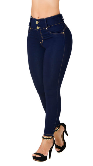 Agustina Jeans Levantacola Bota Skinny 50566P-N - Azul Oscuro