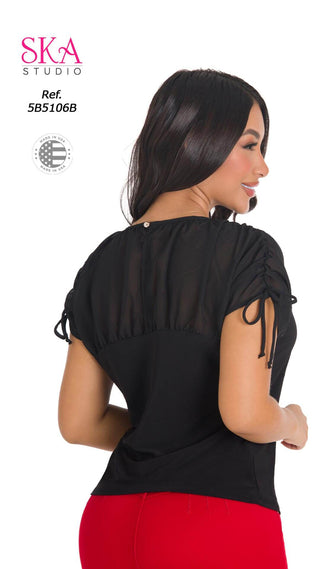 Blusa Con Diseño Fruncido  5B5106B - Negro